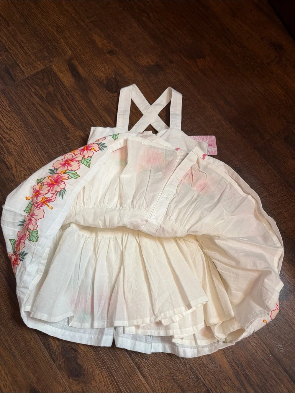Tommy Bahama White Sundress with Pink Floral Border
